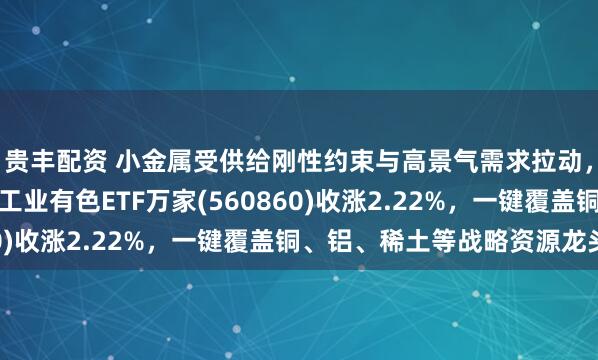 贵丰配资 小金属受供给刚性约束与高景气需求拉动，价格具备上行基础，工业有色ETF万家(560860)收涨2.22%，一键覆盖铜、铝、稀土等战略资源龙头